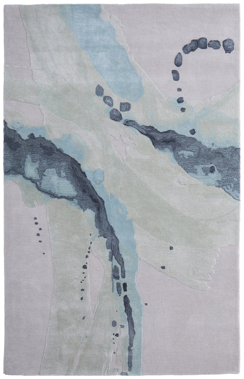 Kawai Modern Abstract, Green/Blue/Ivory