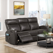 Reclining Sofa Set 2pc Espresso Faux Leather Sofa Loveseat with Side Pockets Plush Foam Comfort Modern Wall-Hugger Design Living Room Furniture