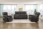 Reclining Sofa Set 3pcs Espresso Faux Leather Sofa Loveseat Chair Side Pockets Plush Foam Comfort Modern Wall-Hugger Design Living Room Furniture