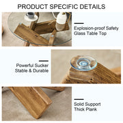 Circular glass coffee table, 33.4-inch modern and distinctive design tea table. Tempered glass countertop, wood colored MDF table legs. Suitable for living rooms and farmhouses