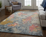 Dafney Transitional Floral & Botanical, Blue/Pink/Gray
