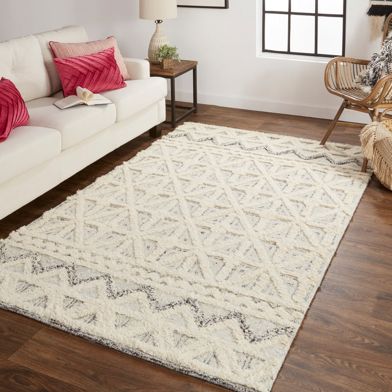 Anica Transitional Geometric, Ivory/Black