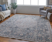 Marquette Transitional Medallion, Blue/Ivory