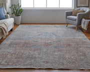 Marquette Transitional Medallion, Blue/Red/Gray