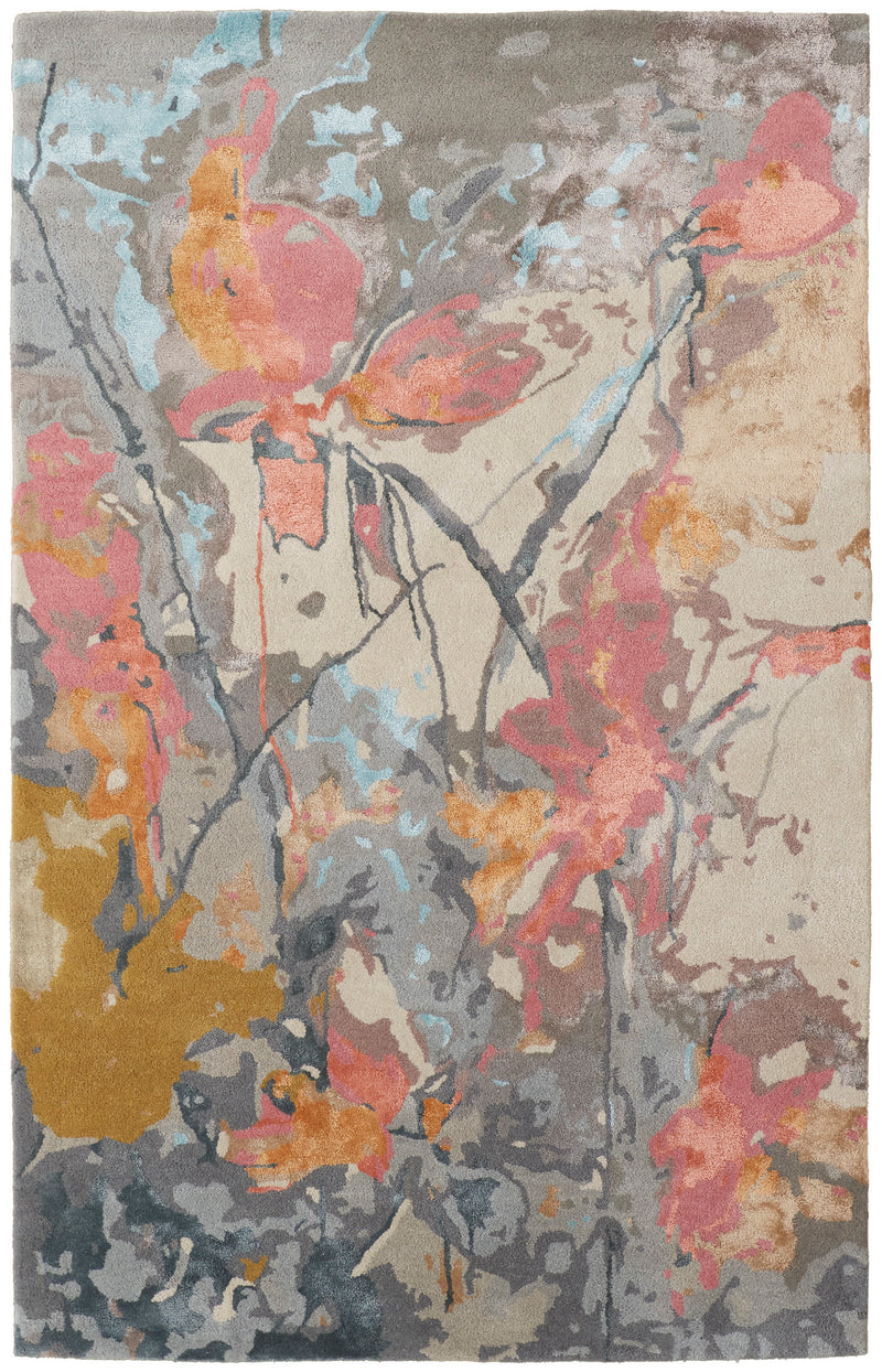Dafney Transitional Floral & Botanical, Blue/Pink/Gray