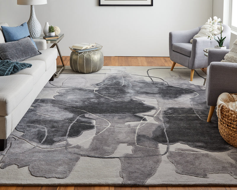 Anya Transitional Abstract, Ivory/Gray/Taupe