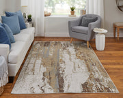 Aura Modern Abstract, Ivory/Gold/Brown