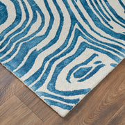 Lorrain Modern Abstract, Blue/Ivory