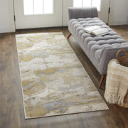 Aura Modern Watercolor, Gray/Ivory/Gold