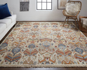 Leylan Transitional Ikat, Tan/Ivory/Orange