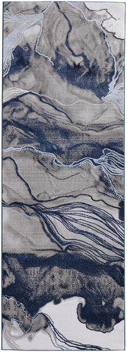 Gaspar Modern Abstract, Blue/Gray/Ivory