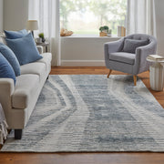 Brighton Modern Abstract, Ivory/Blue/Gray