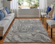 Prasad Modern Watercolor, Gray/Ivory/Silver