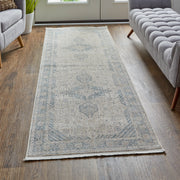 Marquette Transitional Medallion, Taupe/Gray/Blue