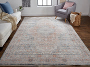 Marquette Transitional Medallion, Gray/Ivory/Orange