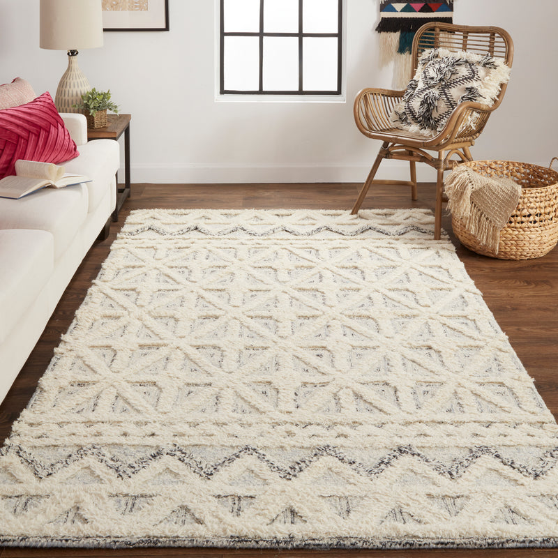 Anica Transitional Geometric, Ivory/Black