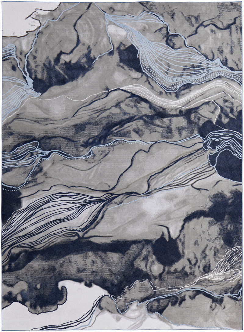 Gaspar Modern Abstract, Blue/Gray/Ivory