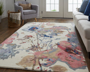 Dafney Transitional Floral & Botanical, Blue/Pink/Gray