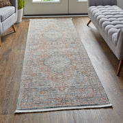 Marquette Transitional Medallion, Gray/Ivory/Orange