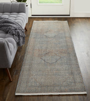 Marquette Transitional Medallion, Blue/Red/Gray