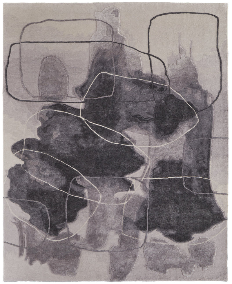 Anya Transitional Abstract, Ivory/Gray/Taupe