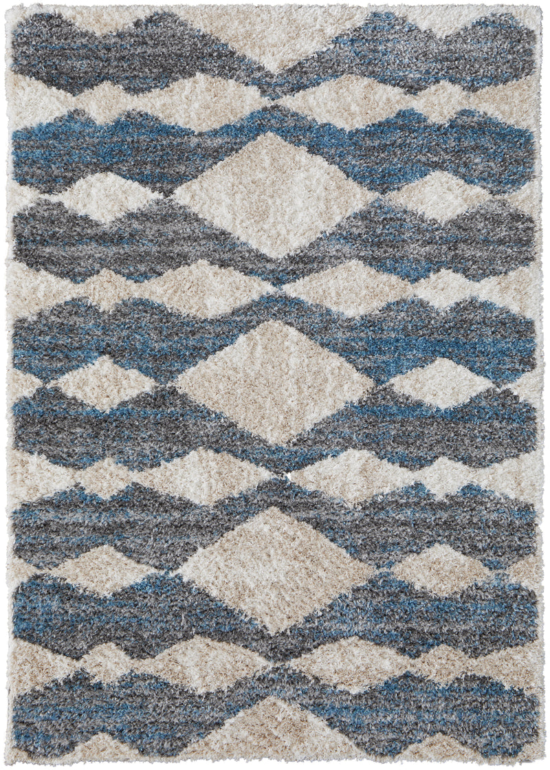 Mynka Transitional Diamond, Ivory/Gray/Blue