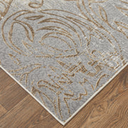 Celene Traditional Medallion, Silver/Tan/Gray