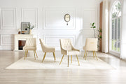 Leather Upholstered Modern Dining Chair with Diamond Tufted Button Back - Dining Room Negotiation Room Cafe Office Accent Chair (Off White, Set of 2)