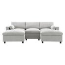 Switch Modular Sectional With Storage Pockets, 5 Seat U Shaped Couch Set With Pillows, Free Combination Modern Cloud Sofa With 2 Movable Ottoman 2 image