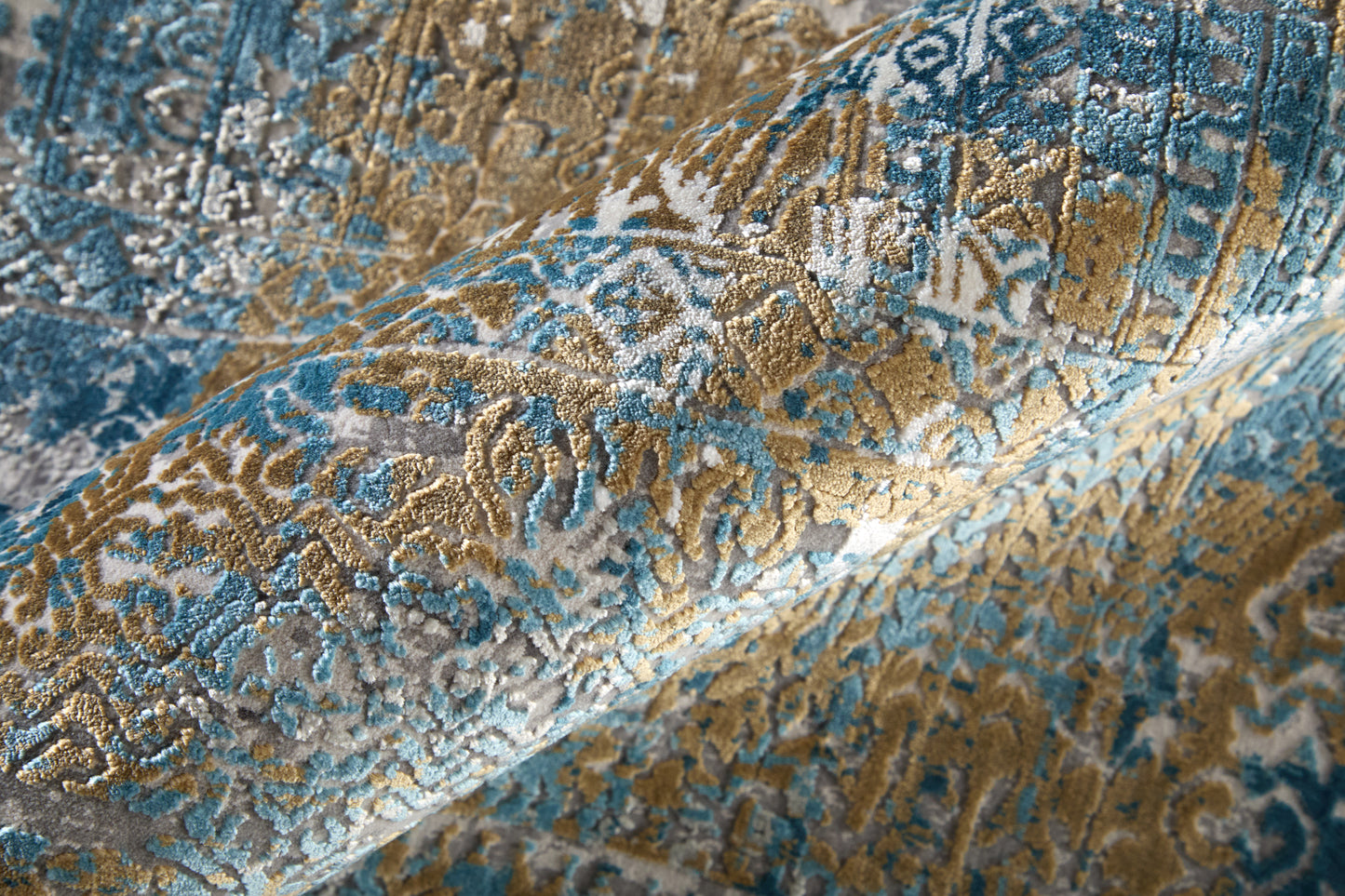 Cadiz Modern Abstract, Blue/Gray/Gold