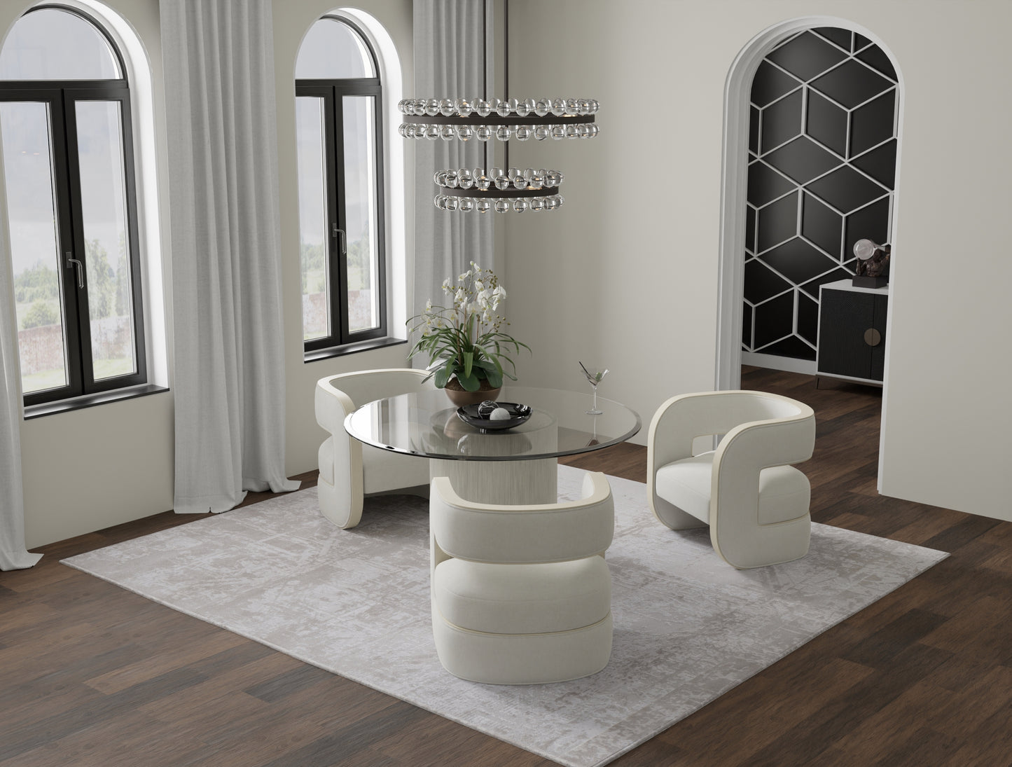 Prasad Modern Abstract, Ivory/Taupe/Silver