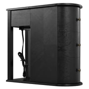 Modern End Table with Hidden Cup Holder Drawer, Charging Station & Pull-Out Side Table, Wooden Bedside Table with 2 Storage Drawers, Space Saving End Table for Bedroom & Living Room
