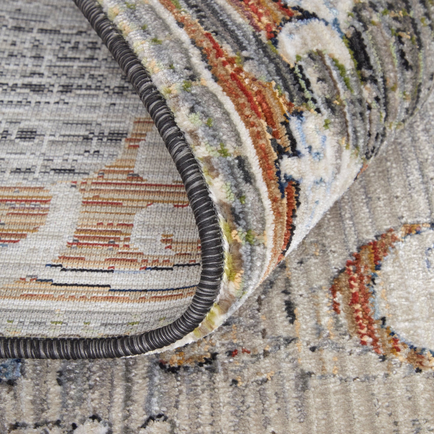 Melrose Transitional Ikat, Ivory/Red/Gray