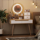 Switch Elegant Makeup Vanity Desk With Adjustable Lighted Mirror Table Feet - American White Oak 2 image