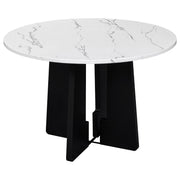 5 Piece Round Dining Table Set, Dining Table And 4 Upholstered Chairs For Dining Room, Kitchen Room, Living Room - White / Gray