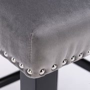 Contemporary Upholstered Wing-Back Barstools With Button Tufted Decoration And Wooden Legs, And Nailhead Trim, Leisure Style Bar Chairs, Bar Stools (Set of 2)