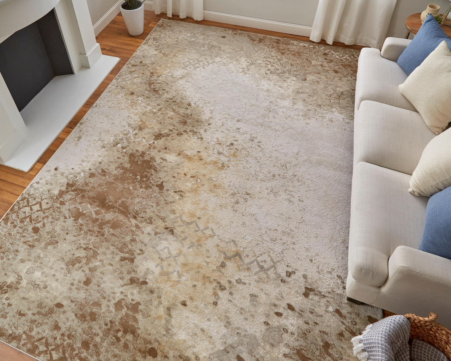 Waldor Modern Watercolor, Brown/Tan/Ivory