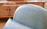 Cute Accent Chair with Solid Wood Legs, Faux Leather Living Room Chair with Soft Cushion, Cozy Bedroom Chair, Comfy Armless Reading Chair for Apartment, Waiting Room, Balcony (Blue)