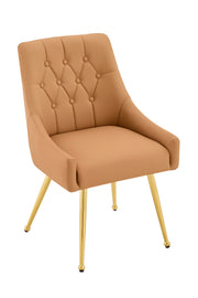 Leather Upholstered Modern Dining Chair with Diamond Tufted Button Back - Dining Room Negotiation Room Cafe Office Accent Chair (Light Brown, Set of 2)