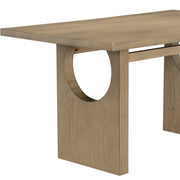 TREXM 7-Piece Retro Dining Table Set for 6, 60' Wood Dining Table Set for 6 with Upholstered Chairs and Designed Trestle Base for kitchen & Dining Room (Natural Wood Wash)