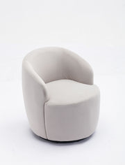 Swivel Accent Armchair Barrel Chair With Powder Coating Metal Ring