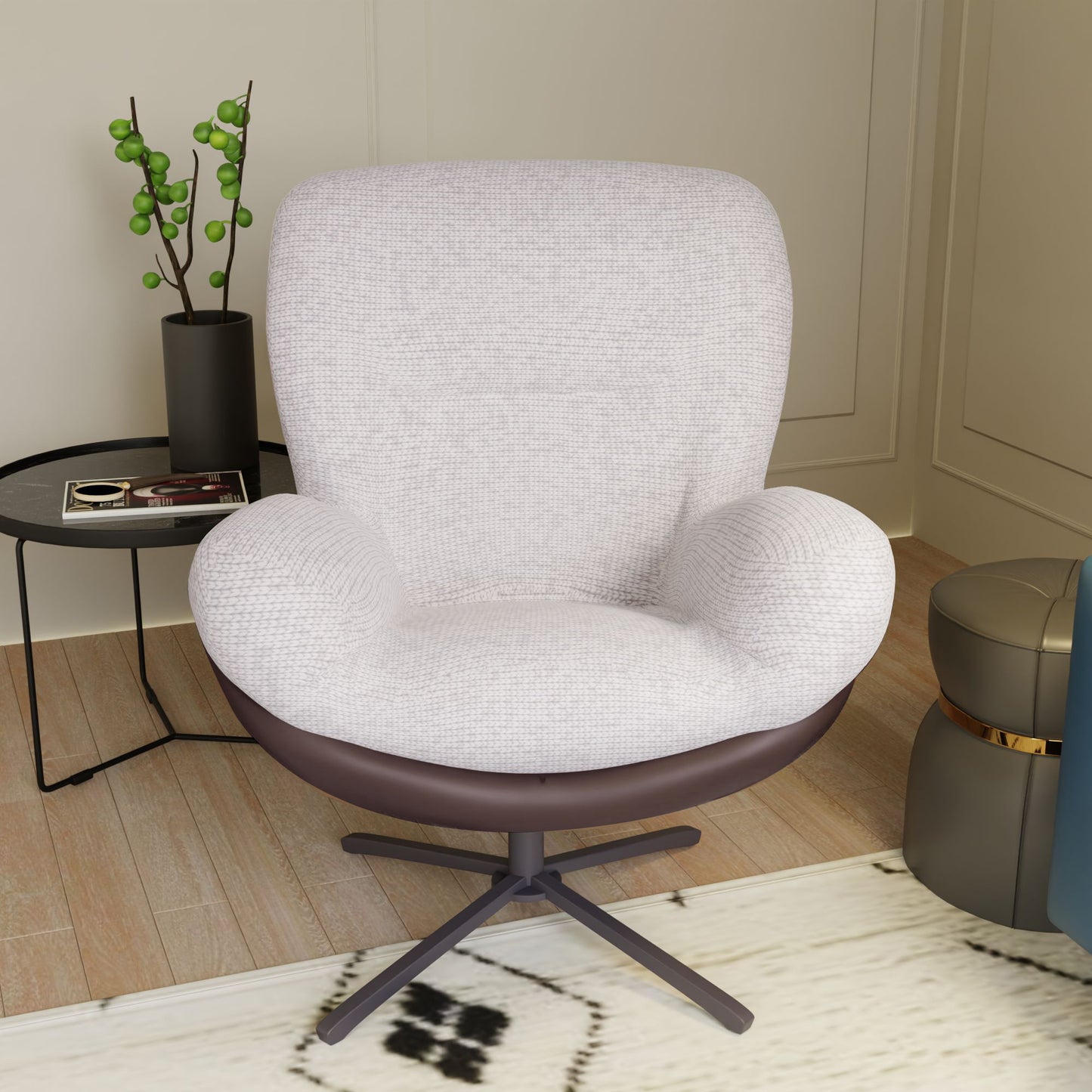 360° Swivel Office Chair, No Wheels