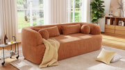 [NEW]86' Chenille Boneless Couch, Upholstered Sofa with Pillows, No Assembly Curved Cloud Couch with High-Density Foam, 3-Seater Luxury Modern Compressed Sofa for Living Room&Apartment