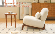 Cute Accent Chair with Solid Wood Legs, Living Room Chair with Soft Fabric Cushion, Cozy Bedroom Chair, Comfy Armless Reading Chair for Apartment, Waiting Room, Balcony,Set of 2 (White)