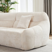 Modern Luxury Curved Corner Sectional Sofa, Chenille Modular Cloud Sofa, Beige, High-Back Oversized Four-Seater, No Assembly Required