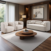 C3-2507, 3+1+1,  Luxury Modern Couch for Living Room, Beige Boucle Fleece Upholstered Comfy Couch for Apartment Home Office, Light Beige
