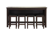 Drop Leaf Table With 4 Stools - Dark Brown