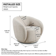 Swivel Accent Chair, Boucle Fabric Upholstered Barrel Chair, Single Sofa Single Armchair for Living Room