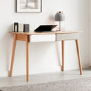 Switch Computer Desk Large Size Office Desk With 2 Drawers, Modern Simple Style PC Table With Gap Design For Home Office - White / Gray 2 image