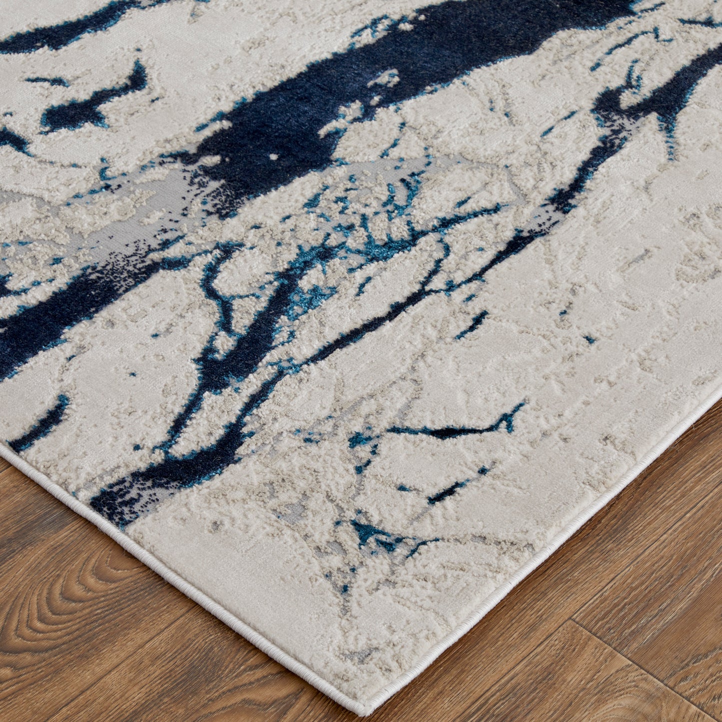 Indio Modern Abstract, Ivory/Blue/Black